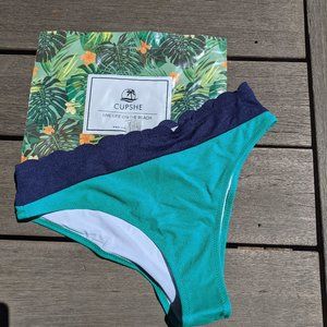 Green And Navy Scalloped Bikini Bottom